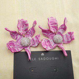 NEW Lele Sadoughi Large Statement Earrings in Magenta 10 Year Anniversary